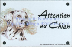 Enamel sign with dog's head (10x15cm) dalmatian dog