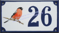 Decorated house number sign (10x18cm) : Bullfinch