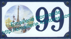 Decorated house number sign 10x15cm : Eiffel tower Paris