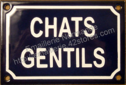 French enamel sign for cats (10x15cm) Nice cats
