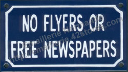 French enamel sign (10x18cm) No flyers or free newspapers