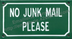 French enamel sign (10x18cm) No junk mail please
